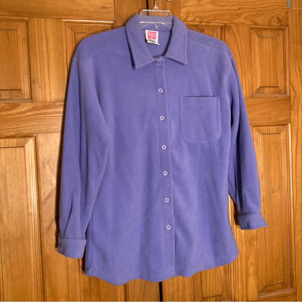 NWOT Hanes Her Way vintage 80s 90s Fleece Top Long Sleeve Blouse Purple M Medium